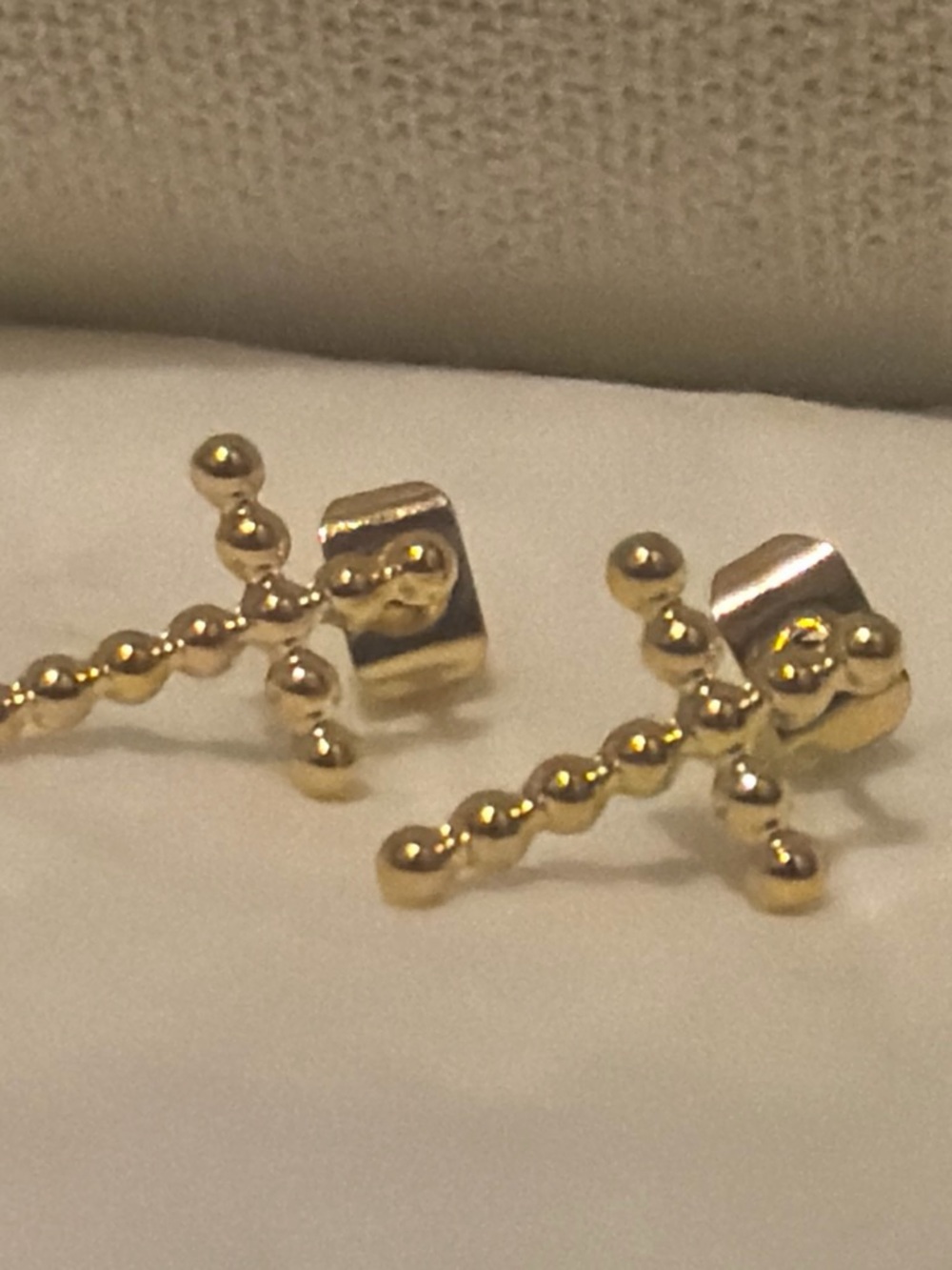18k gold plated stainless steel Gold Bead Cross Stud Earrings - Women Jewelry
